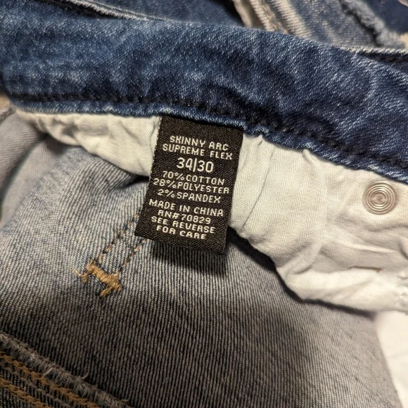 Premiere Denim Skinny Arc Supreme Flex Jeans comic print medium wash siz… - Picture 8 of 9